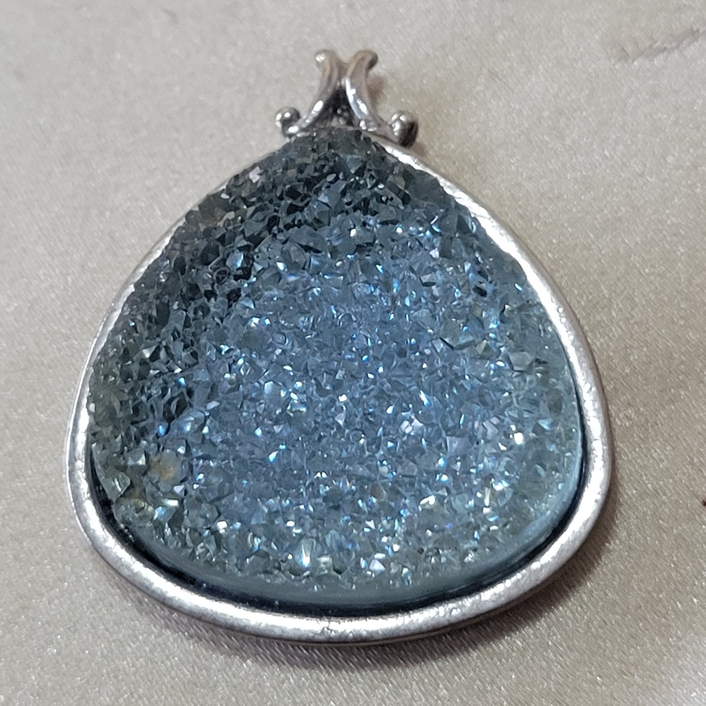 Napier Silver Blue Druzy Pendant